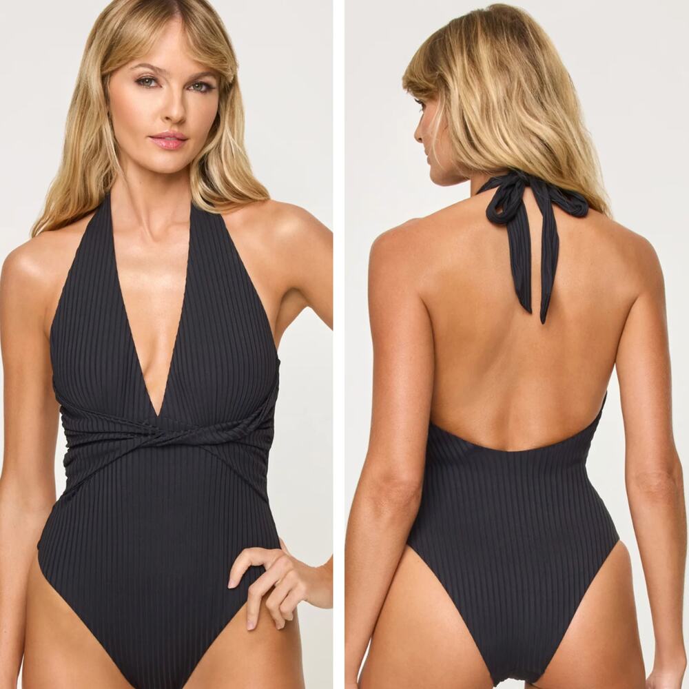 L*SPACE Coast To Coast Black One Piece Swimsuit Size XS